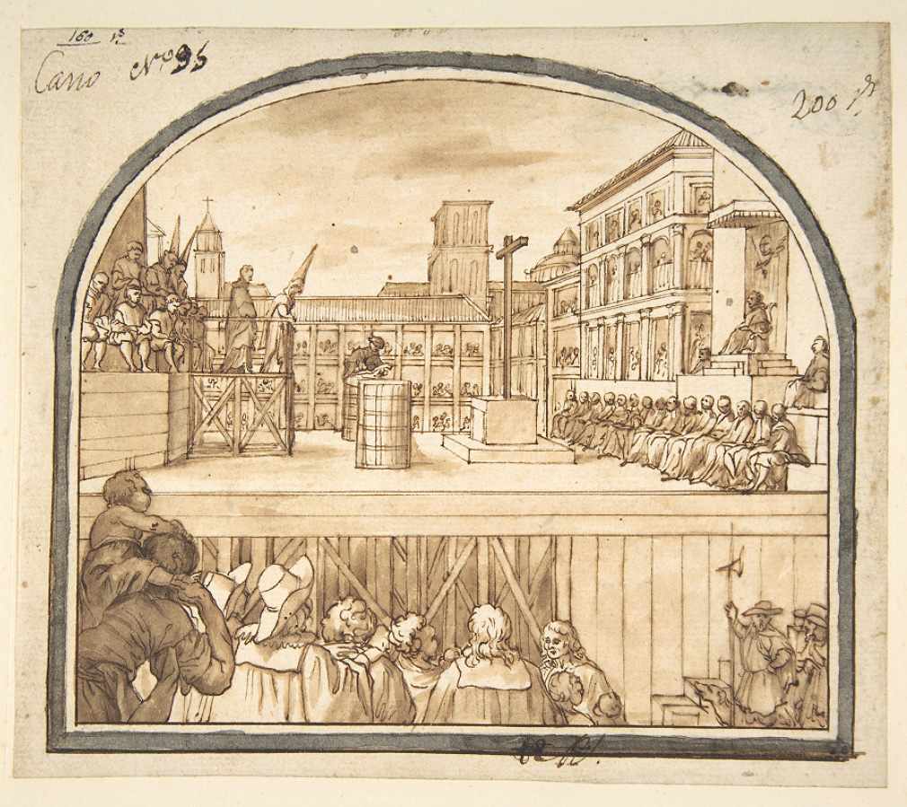 auto-da-fe in a courtyard